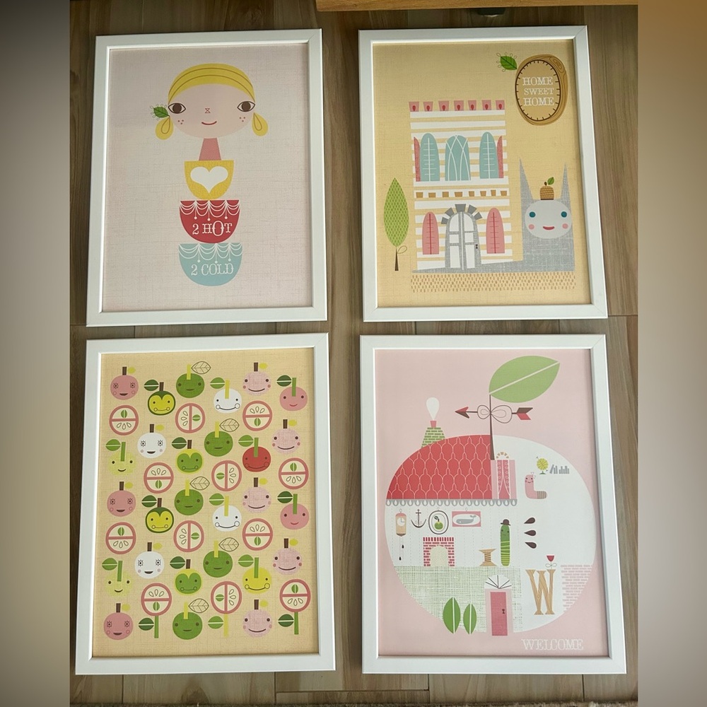 Set of 4 Whimsical and Colorful Art Prints